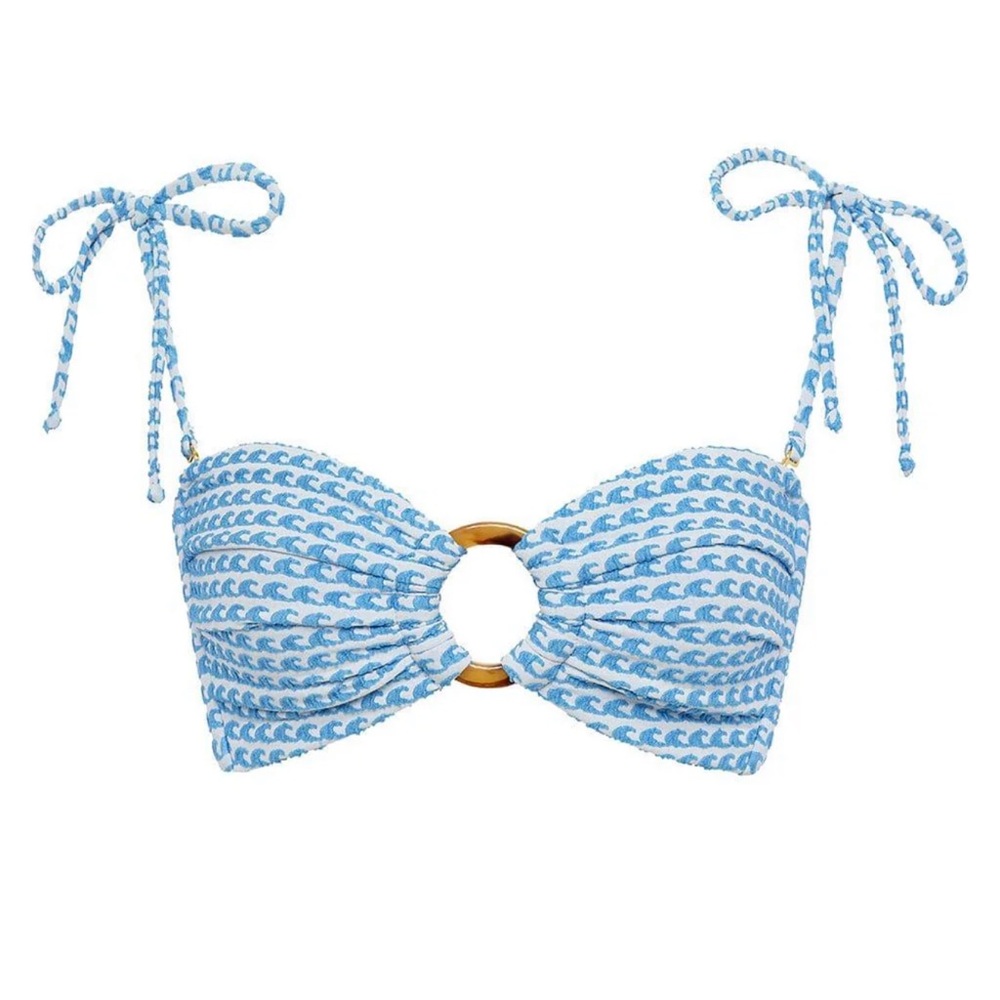 Montce Swim Bikini Set NWT Wave Repeat Tori Ties Bandeau Top & Lulu Bottoms S - Picture 11 of 13